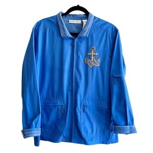 VTG Draper's & Damon's Blue Nautical Embellished Lightweight Womens Jacket Sz L